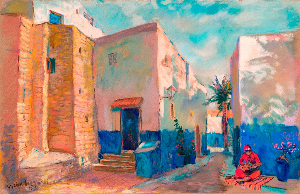 В.Э. Брагинский. «Уличный музыкант». 2015. б.пастель, 30х40. Собственность автора