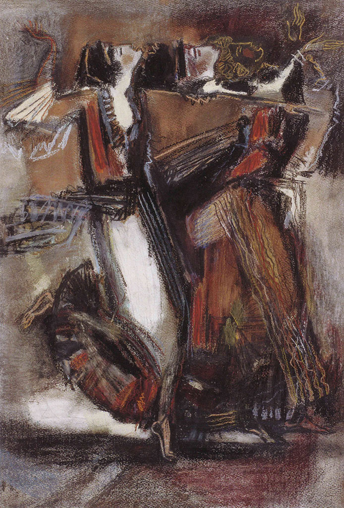 А.Г. Акритас. Танцоры. 1996. Картон, пастель, смешанная техника, 100х70 см. Собственность автора