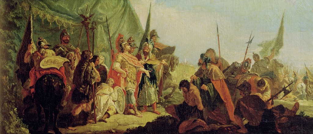 Alexander the Great (356-23 BC) and Porus, oil on canvas