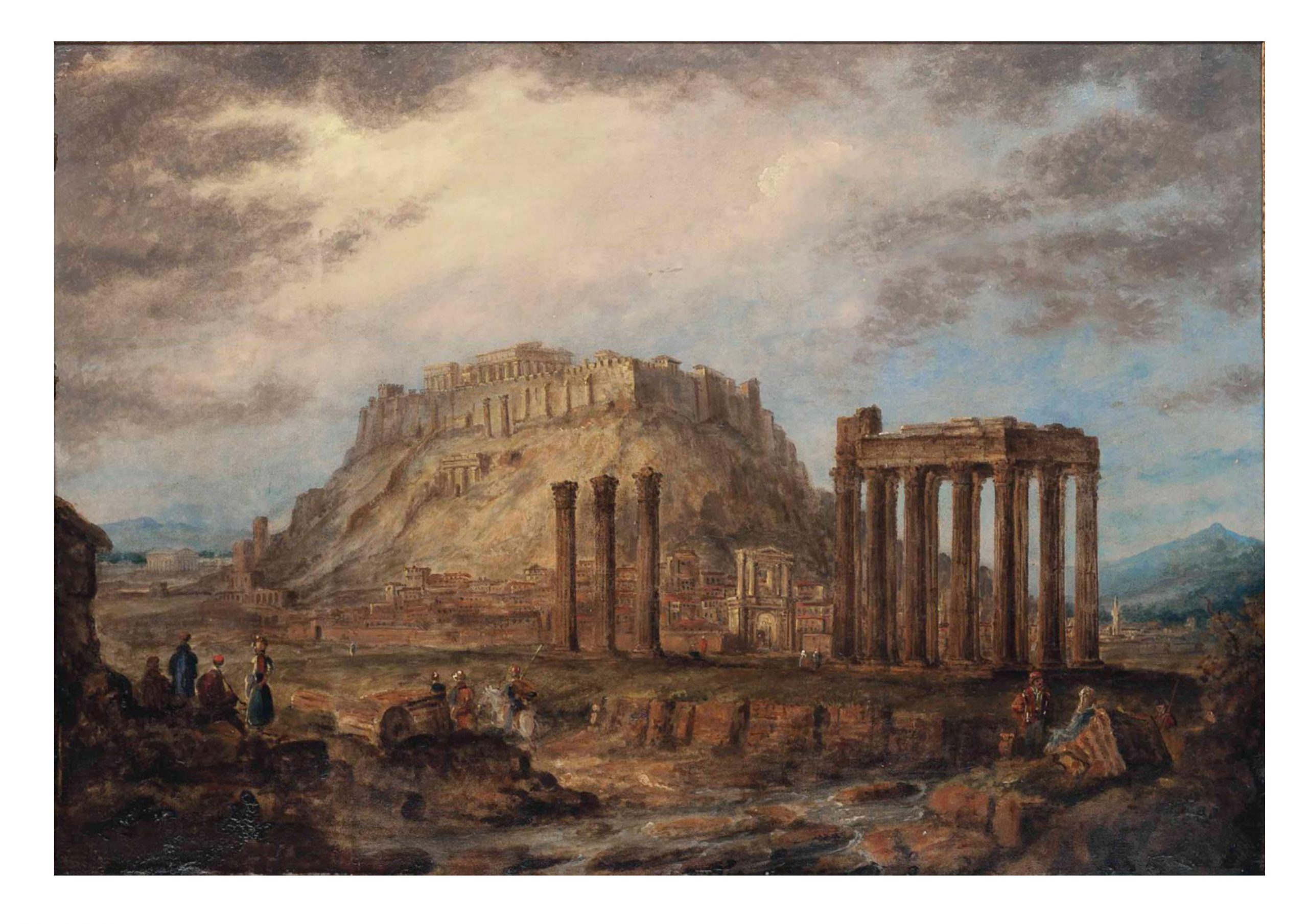 The Temple of the Olympian Zeus and the Acropolis in Athens in 1830