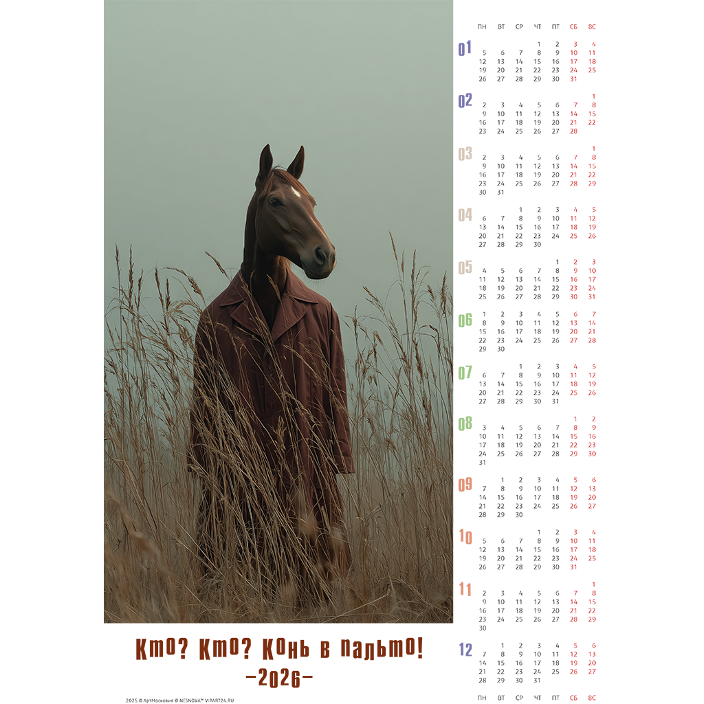 конь в пальто - серия календарей на 2026 год