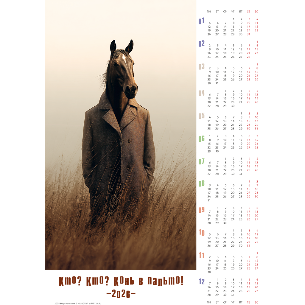 конь в пальто - серия календарей на 2026 год