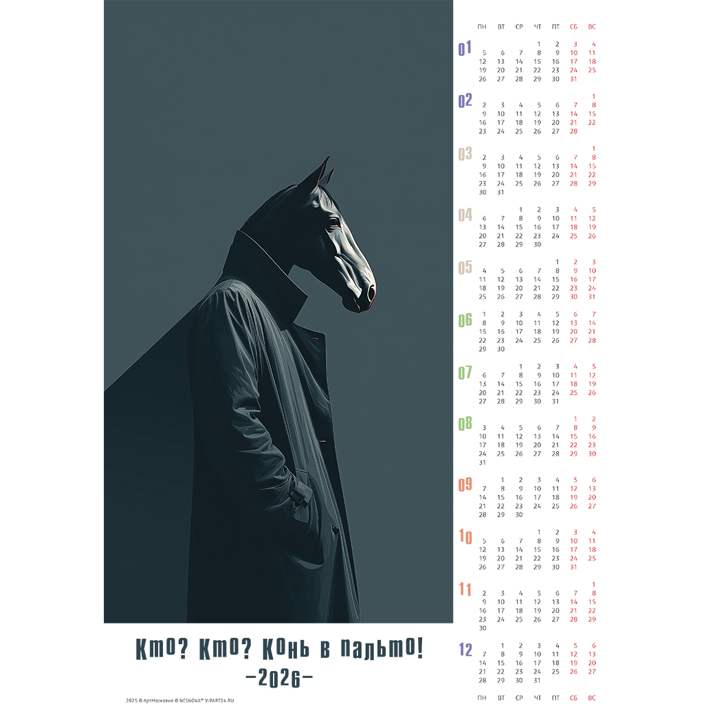 конь в пальто - серия календарей на 2026 год