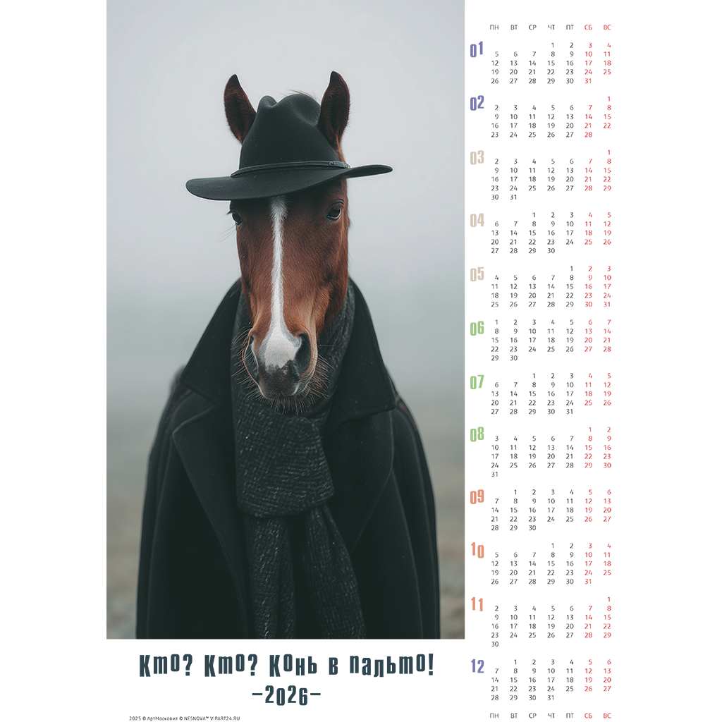 конь в пальто - серия календарей на 2026 год