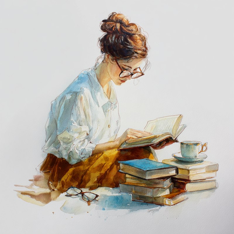 читающая книги