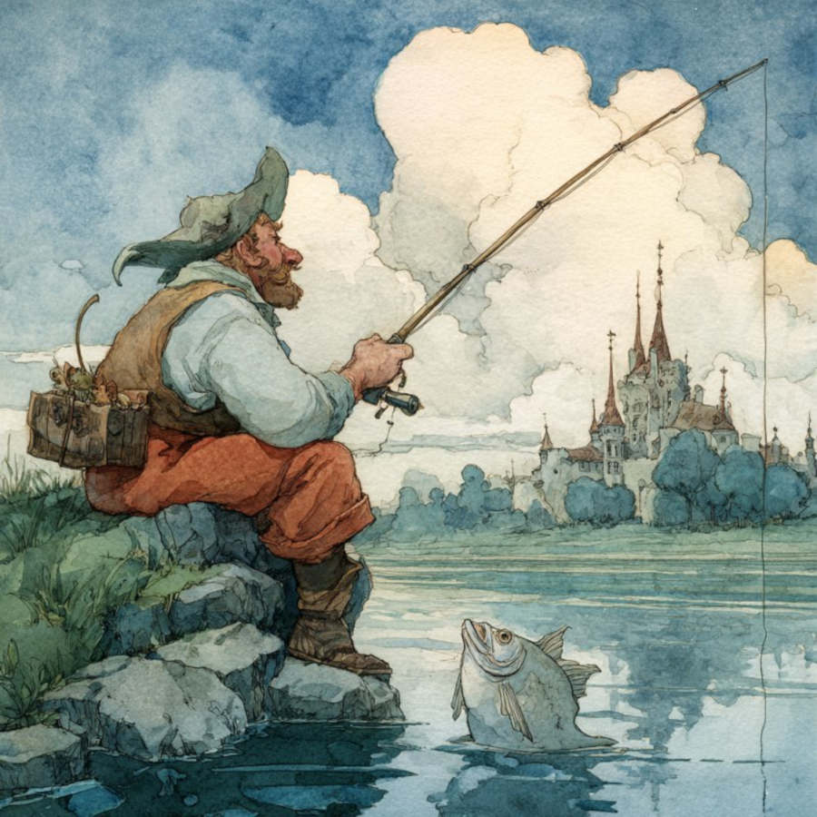 сказка о рыбаке и рыбке - иллюстрация